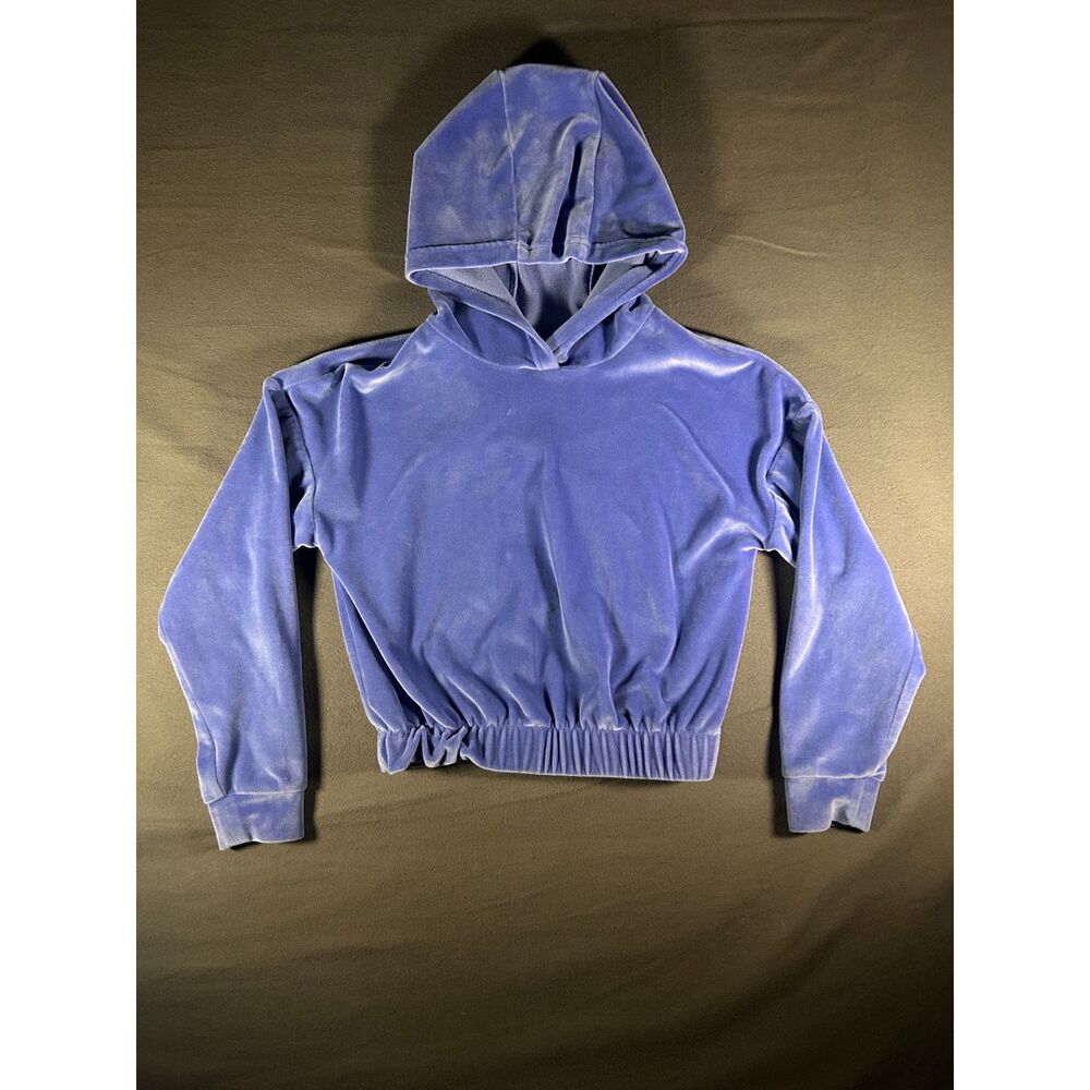 Yogalicious Girls Velour Lavender Pullover Hoodie Cropped Periwinkle Blue M 10